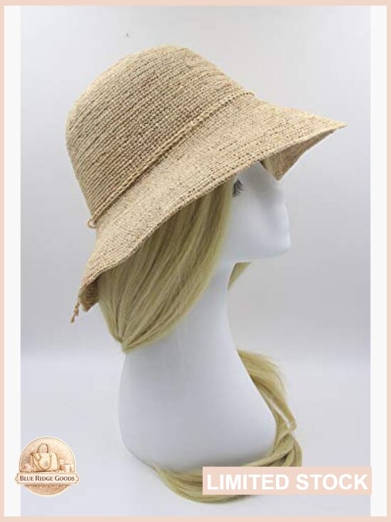 Bucket Hat Straw Raffia Adjustable Cloche Sun Protection Beach Fishing Adult main image 4